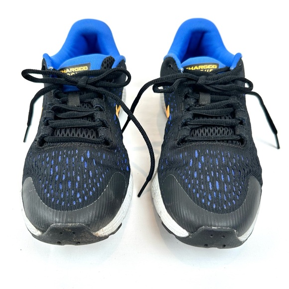 Boys Under Armour Charged Rogue Black Blue Sneakers - Picture 2 of 7
